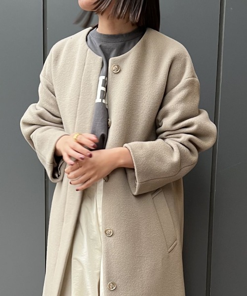 BABYLONE（バビロン）の「MANTECOロングコート（ノーカラーコート
