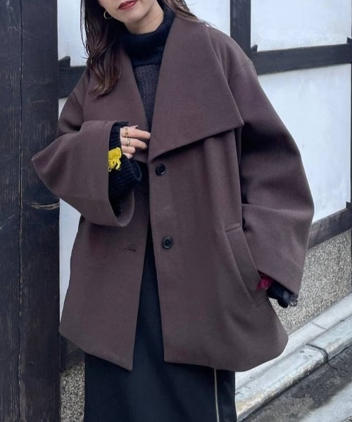 HARE（ハレ）の「ウーリーテックビッグカラーミドルコート(HARE