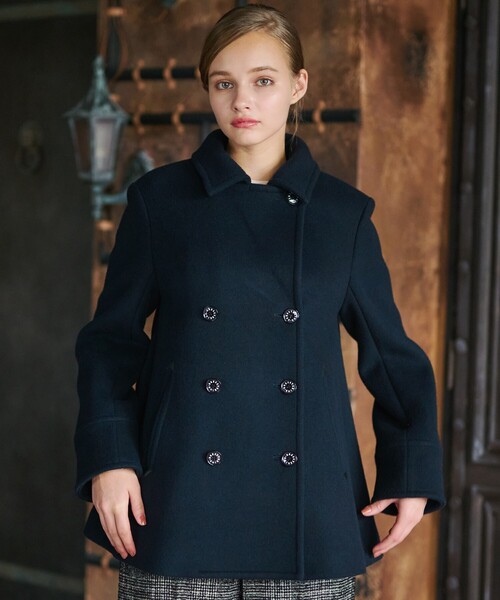 セール】【SS-Msize】Super140sウールAラインPコート（ピーコート