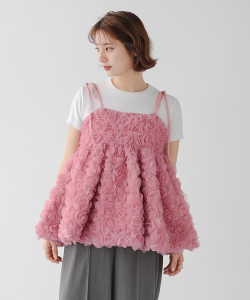 セール】ローズモチーフキャミソール（キャミソール）｜Fit more