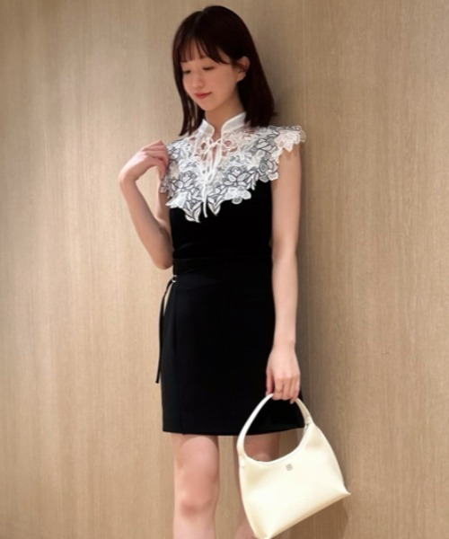 SNIDEL（スナイデル）の「レースカラーノースリニット（ニット