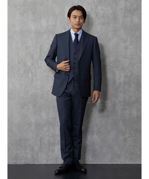 セール】【Super100'S】ウール100％ スリーピーススーツ 無地調