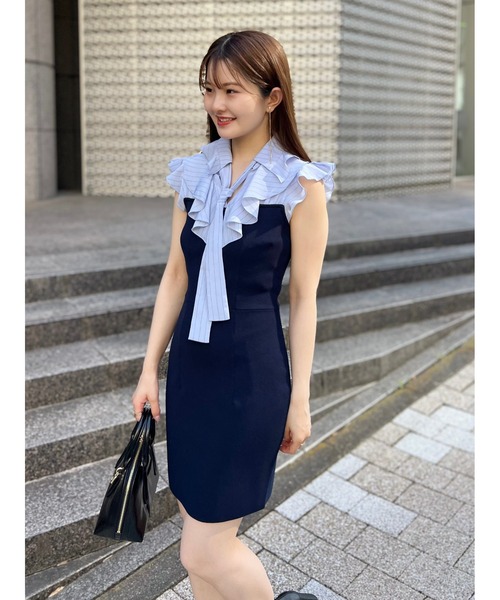 セール】Sustainableフリルカラードッキングミニワンピース