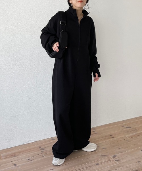 セール】high neck half zip up sweat all in one / ハイネックハーフ