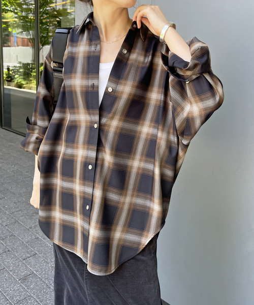 追加》メタルボタンTRチェックルーズシャツ（シャツ/ブラウス）｜Spick