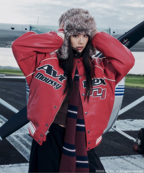AVIREX×MOUSSY》LEATHER VARSITY JACKET（スタジャン）｜MOUSSY
