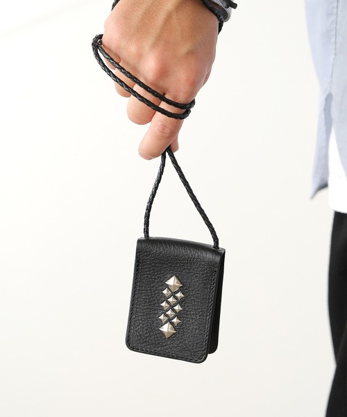 CALEE/キャリー STUDS LEATHER NECK STRAP MULTI CASE ネックポーチ