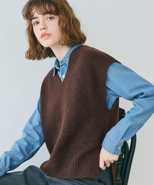 セール】ヤク風Vネックニットベスト（ベスト）｜coca（coca）（コカ