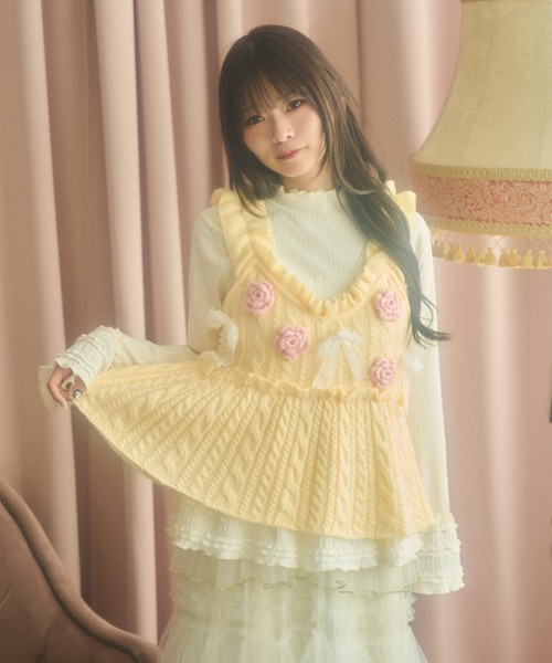 クティールとレトロ】フラワーリボンビスチェ（キャミソール）｜kutir