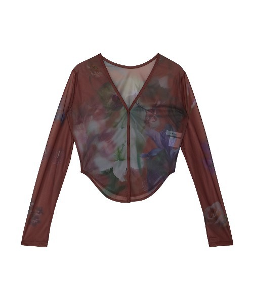 Ameri（アメリ）の「2WAY SMOKE FLOWER SHEER TOP（カーディガン