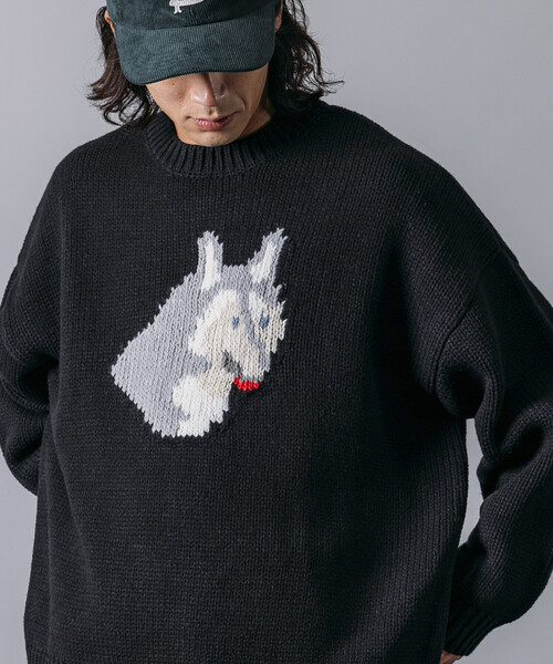 セール】限定展開 リラックスフィット ドッグモチーフ ローゲージ