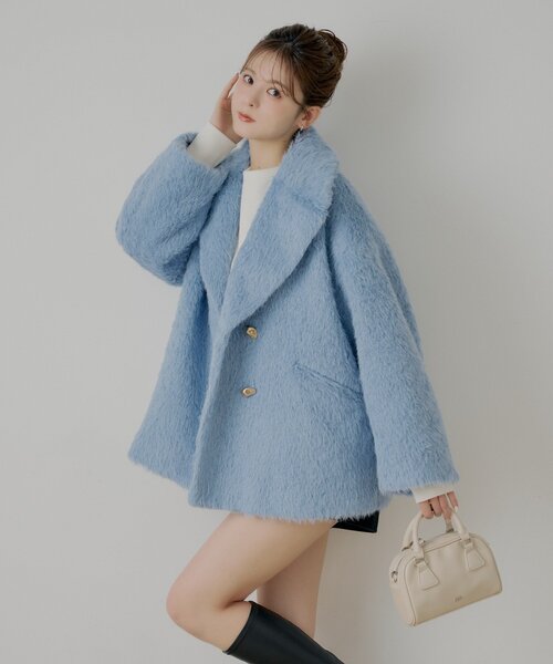 セール】金ボタンシャギーミディジャケットコート（その他アウター