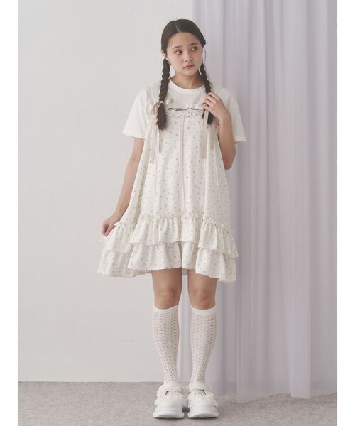 merry jenny（メリージェニー）の「flower waffleミニワンピース