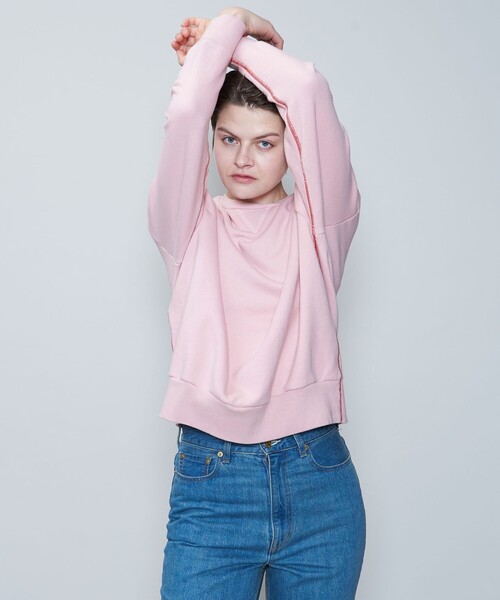 6（ロク）の「＜6(ROKU)＞コットンウラケ カラーステッチ クルーネック