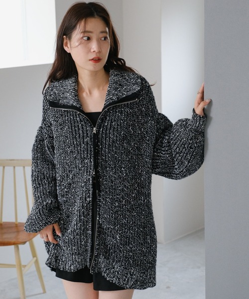 Kastane（カスタネ）の「*【ダブルジップ】MIXハイネックZIPニット