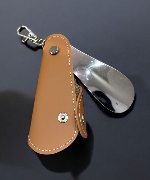 セール】レザーカバー付き ポータブル シューホーン 【 靴ベラ