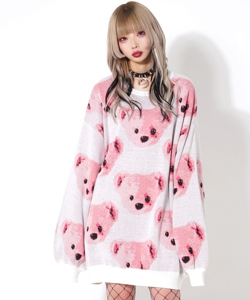 TRAVAS TOKYO（トラバス トウキョウ）の「クマデザイン総柄ニットソー