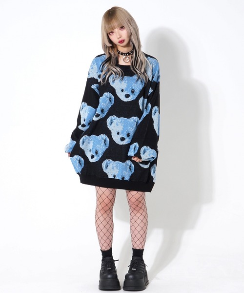 TRAVAS TOKYO（トラバス トウキョウ）の「クマデザイン総柄ニットソー