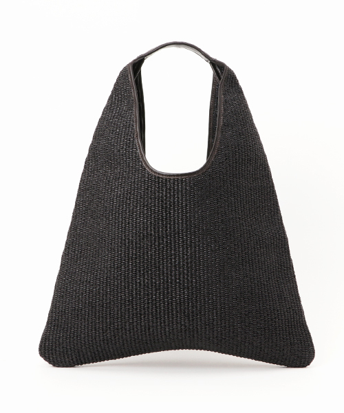 最終SALE☆ARRONトライアングル ラフィア✕ レザー カゴバッグ 軽量