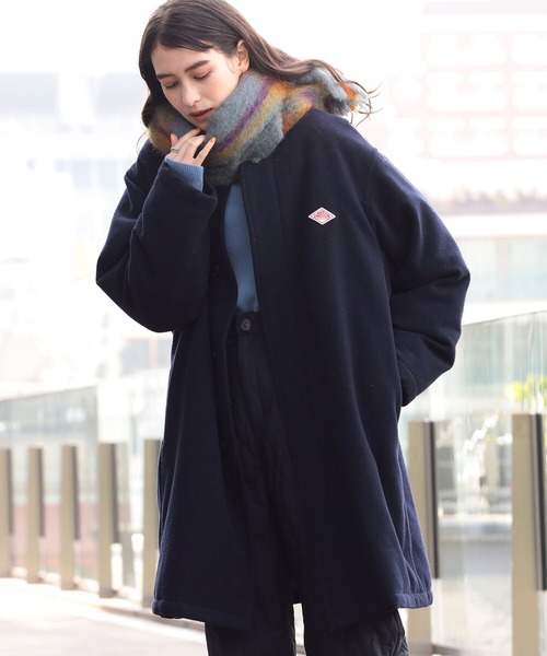 ダントン ウールコート ウールモッサ ノーカラー グレー 36 ダントン