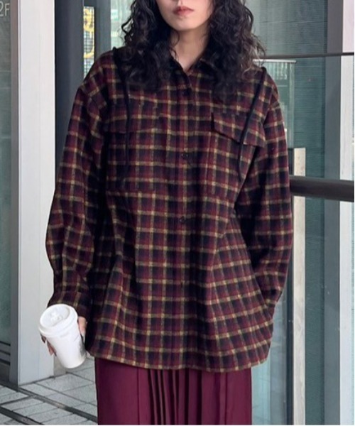 Ameri（アメリ）の「UND CHECK WOOL OVER SHIRT（シャツ/ブラウス