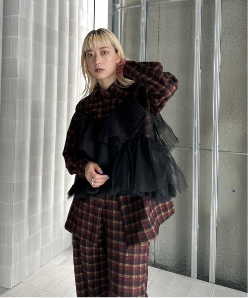 Ameri（アメリ）の「UND CHECK WOOL OVER SHIRT（シャツ/ブラウス