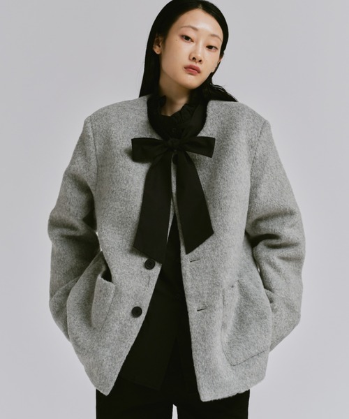 FEKETE（フェケテ）の「NO COLLAR WOOL SHAGGY JACKET / ノーカラー
