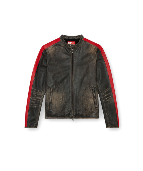 メンズ ジップアップ シングルバイカーレザージャケット（ライダース