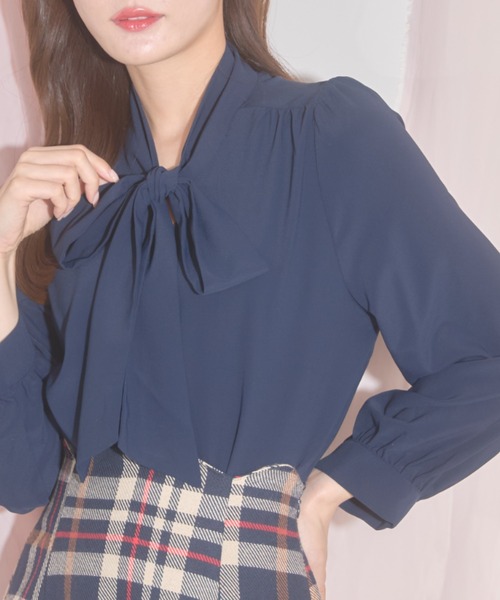 ZOZO限定再販】ボウタイりぼん長袖ブラウス（シャツ/ブラウス）｜tocco