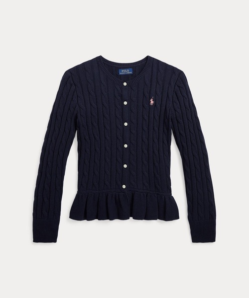 ケーブルニット コットン ペプラム カーディガン（カーディガン/ボレロ