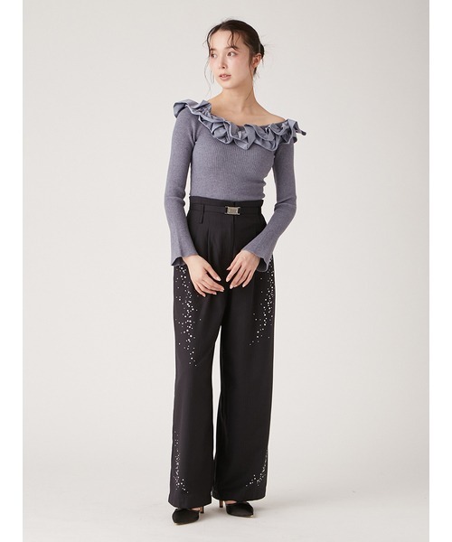 LILY BROWN（リリーブラウン）の「ボリュームフリルニットトップス