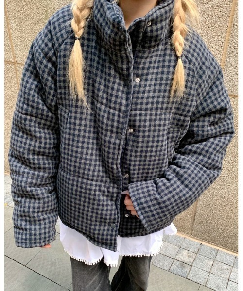 セール】【新色追加】チェック柄中綿ダウンジャケット（ダウン