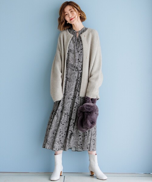 CLASSY.11月号掲載/洗える】ラクーンブレンドダブルフェイス ニット