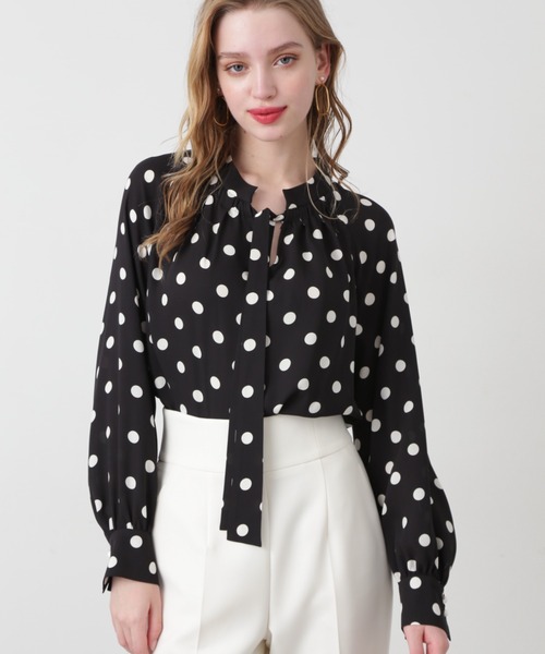 セール】◇[WEB限定商品] ドットプリントギャザーブラウス（シャツ