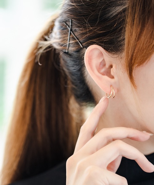 セール】K10 2連風 フープピアス（ピアス（両耳用））｜Jewel closet