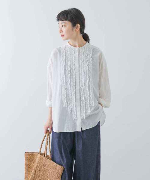 かぐれ（カグレ）の「コットンワッシャーフリルワイドシャツ（シャツ