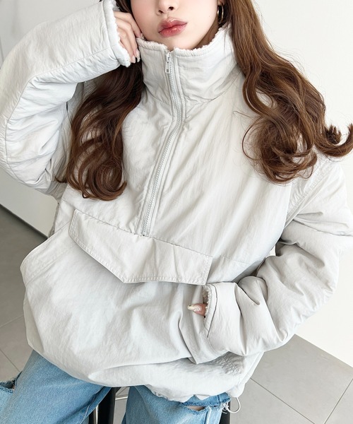 moment+（モーメントプラス）の「裏ボアナイロンスタンドカラー