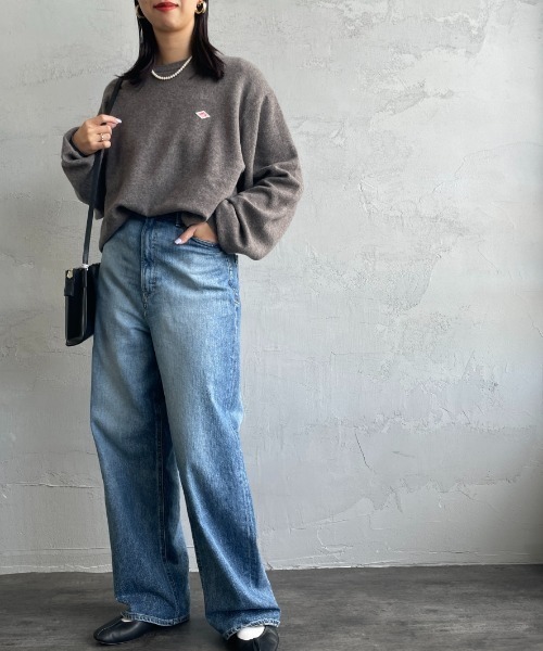 DANTON/ダントン] ワンポイントロゴ クルーネックプルオーバーニット