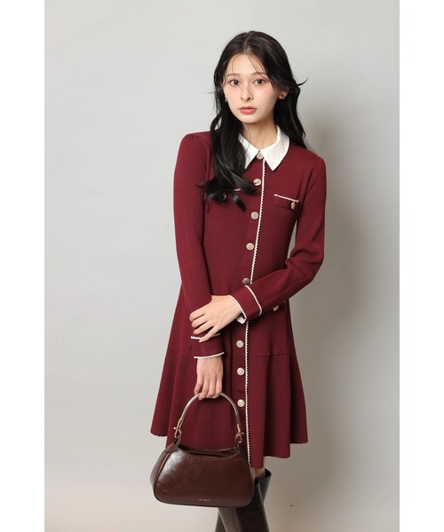 衿付2wayレーストリムニットワンピース（ワンピース）｜Apuweiser