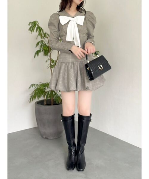 バルーンチェックミニワンピース（ワンピース）｜dazzlin（ダズリン