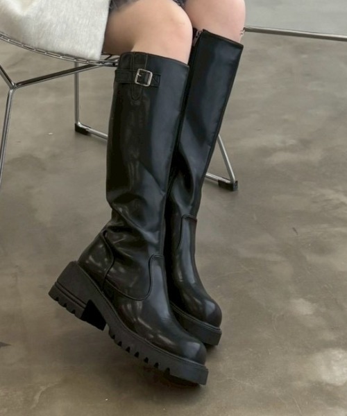 セール】サイドバックルロングブーツ（ブーツ）｜Nadana（ナダナ）の