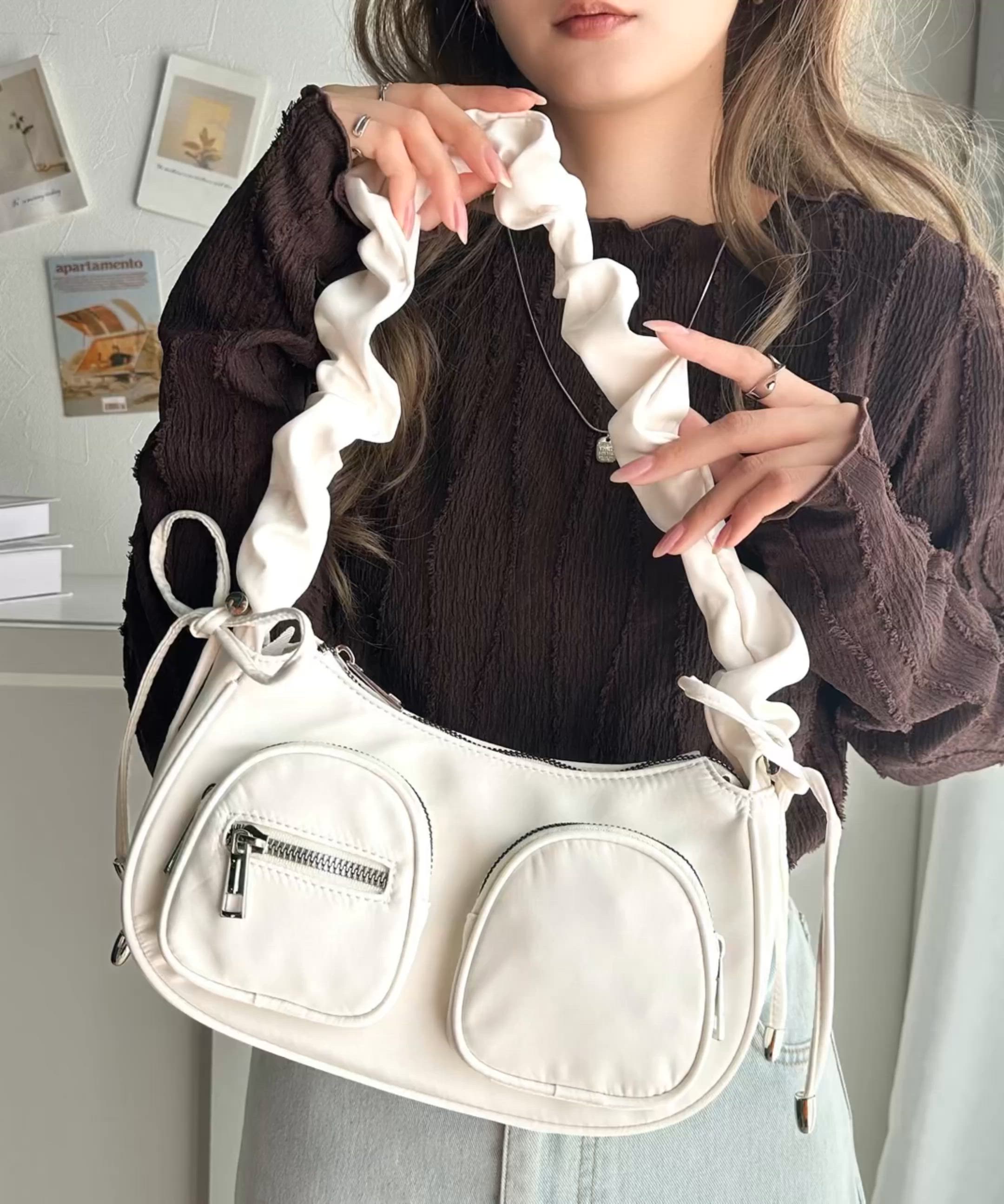 セール】【mily bilet】大人可愛い褒められ リボン使いジップポケット