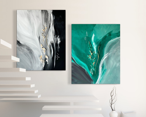 現代アート 80×65㎝ 2枚セット モダン 絵画 抽象画 アートパネル