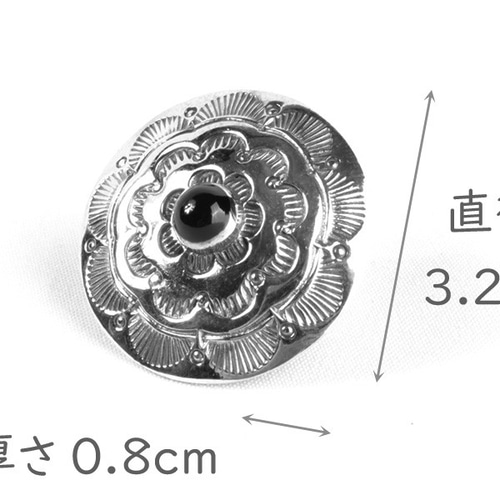 コンチョシルバー925/天然ターコイズ・オニキス/ネイティブ系/レザー