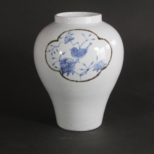 7寸李朝花器 染付割取花鳥 一輪挿し・花瓶・花器 文吉陶房 通販