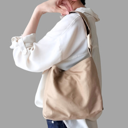 小さめサイズ》【モカベージュ】長財布も入るショルダーバッグ | 2way