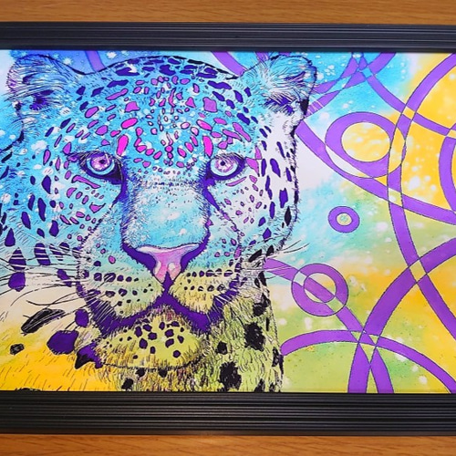 ☆豹(ヒョウ)のイラスト／複製画／A4／簡易的な額縁付き。 絵画