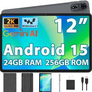11 Inch Tablet with Keyboard, Android 15 Tablets, 12GB+128GB, 1TB