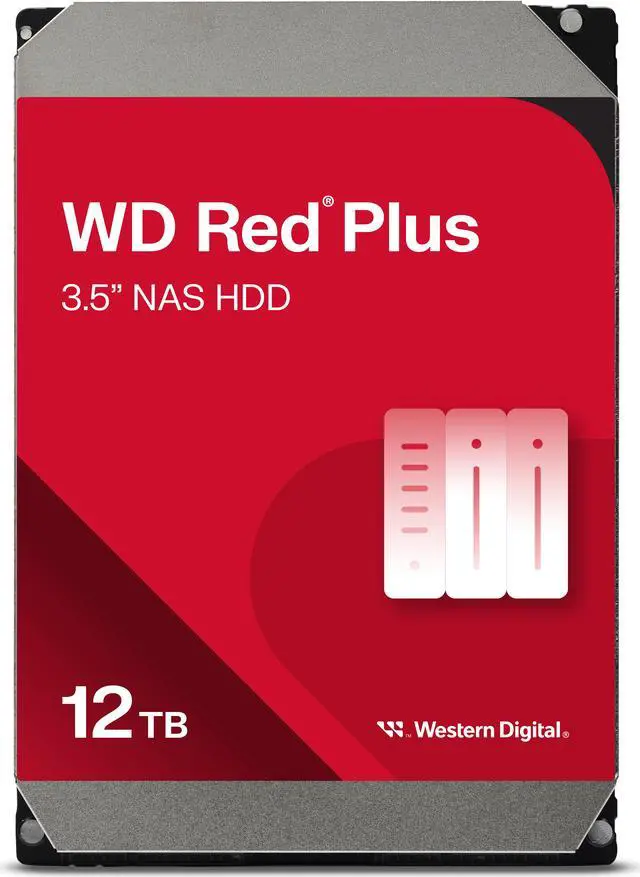 WD Red Plus 12TB NAS Hard Disk Drive - 7200 RPM, 3.5