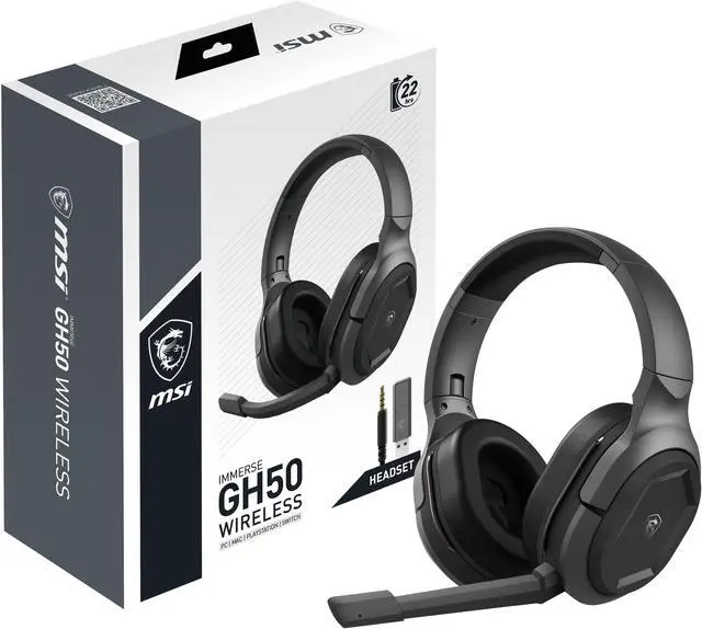 MSI Immerse GH50 Wireless Gaming Headset – 22 Hr Battery Life